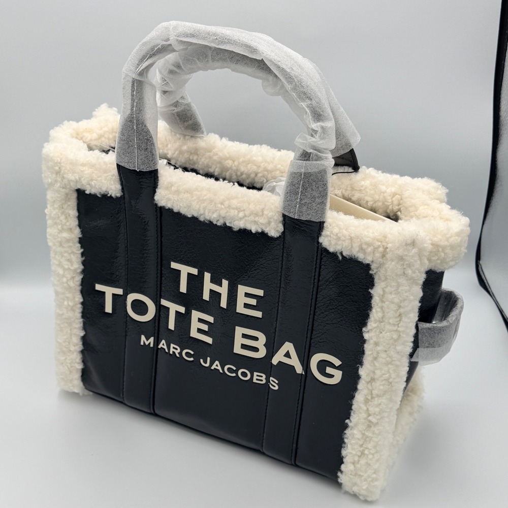 Marc Jacobs The Tote Bag Black White Faux Shearling Tote